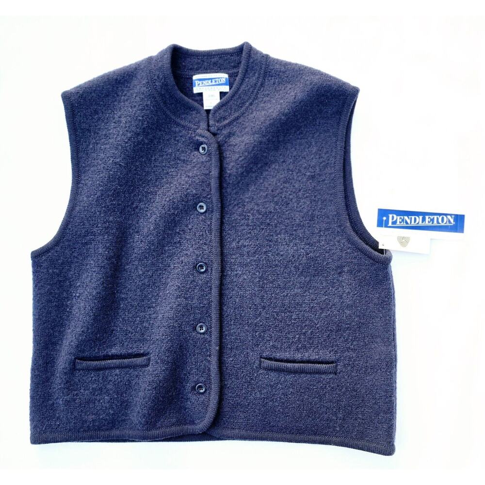 Pendleton Knockabouts 100% Virgin Wool Women's Blue Sleeveless Sweater Size XL